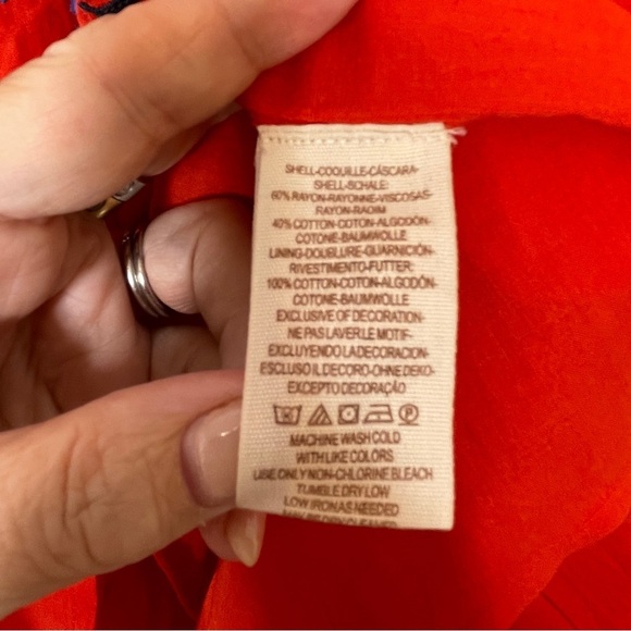 Free People Sunbeams Red Tiered Dress with Bishop Sleeves Size L - Picture 11 of 11